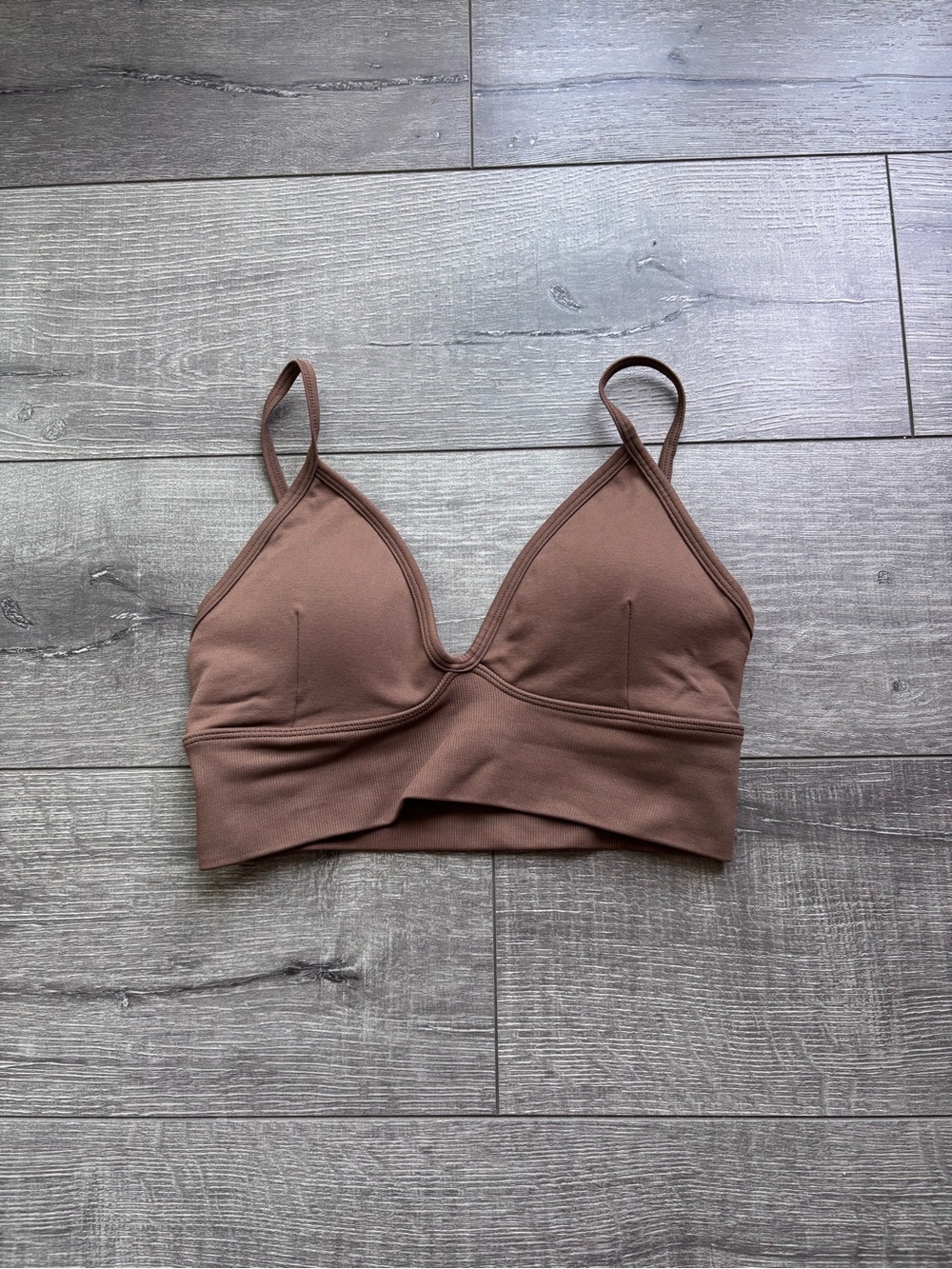 Brown Wireless V-Neck Bralette - Women Intimates sports bra